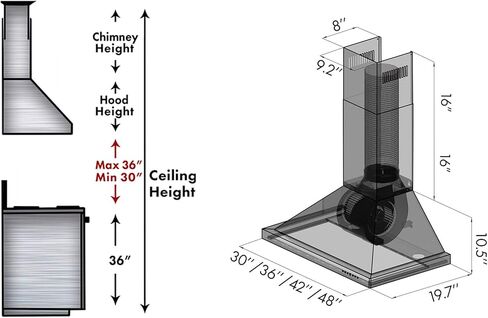 ZLINE 30 in. Convertible Vent Wall Mount Range Hood in Stainless Steel with Crown Molding (KBCRN-30) in Kuwait