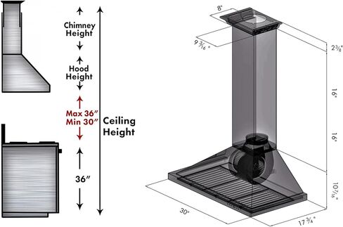 ZLINE 30 in. Convertible Vent Wall Mount Range Hood in Stainless Steel with Crown Molding (KBCRN-30) in Kuwait