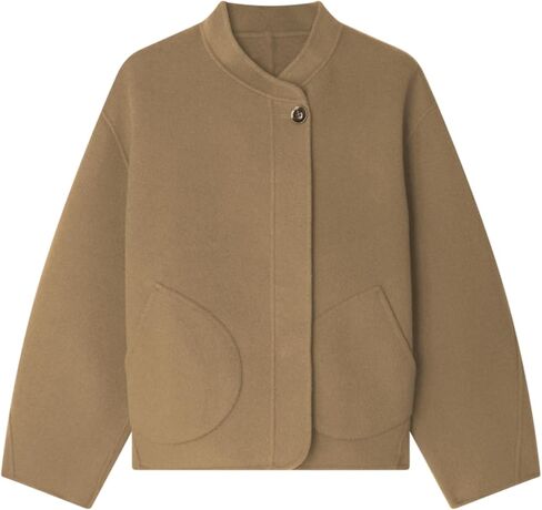 Womens Winter Coats Trendy Pea Coat Oversized Long Sleeve Jackets Short Casual Outerwear with Pockets in Kuwait