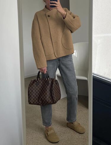 Womens Winter Coats Trendy Pea Coat Oversized Long Sleeve Jackets Short Casual Outerwear with Pockets in Kuwait