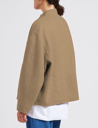 Womens Winter Coats Trendy Pea Coat Oversized Long Sleeve Jackets Short Casual Outerwear with Pockets in Kuwait