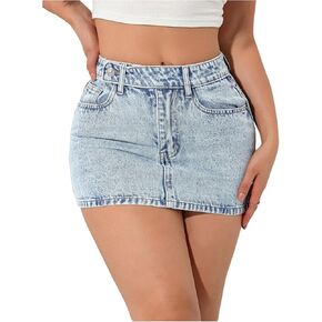 Women's High Waisted Bodycon Mini Jean Skirt Y2K Casual Pencil Denim Skirts