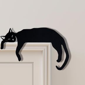 2024 Metal Adorable Cat Door Topper - Halloween Christmas Door Toppers Decor Decoration Sign Frame Kitty Corner Hanging Decorative Wall Vintage Holiday Spooky Ornament (Peeking Cat)