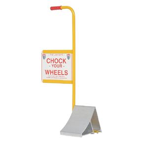 Vestil EALUM-7-HS Aluminum Wheel Chock with Handle and Sign 11-7/8 In. x 21-3/16 In. x 37-9/16 In. Silver/Yellow