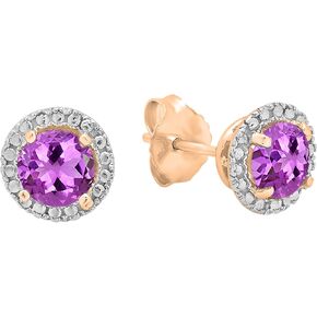 Dazzlingrock Collection 4.5mm Each Round Gemstone with Metal Diamond Halo Style Screwback Stud Earrings for Her in 10K/14K/18K Gold in Kuwait