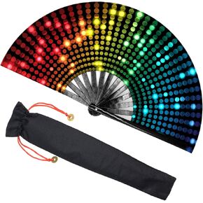 Zoleee Large Rave Clack Fan for Line Dancing - Boots on the Ground Proping Hand Fan - لـ EDM ، مهرجان الموسيقى ، ومضات ساخنة ، حدث ، حفلة ، رقص ، ديكورات ، هدية (Bling Round) in Kuwait