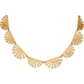 Lucky Brand Gold Plated Fan Shaped Statement Necklace for Women
