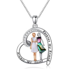 TOUPOP Sister Gifts from Sister 925 Sterling Silver Tree of Life Sisters Necklace Crystal Jewelry Birthday Christmas Gifts for Women Daughter Friends