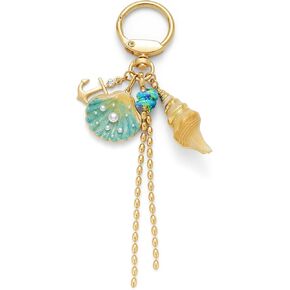 Gold Keychains for Women Cute Shell Starfish Conch Bag Charms Keyrings Summer Beach Ocean Keychain Accessories