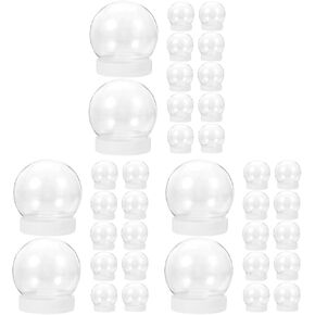 36 Pcs DIY Snow Globe Kit, Clear Plastic Water Globes for Cap Crafts for DIY Crafts Snowman Winter Holiday Home Decoration Kids and Adults Party Gift Supplies