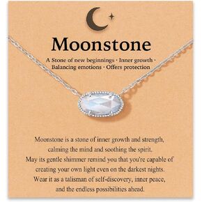 Moonstone Necklace Gift for Her - A Stone of New Beginnings Strength and Inner Growth, Meaningful Jewelry with Quote Card