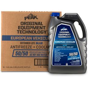 PEAK OET Extended Life Blue 50/50 Prediluted Antifreeze/Coolant for European Vehicles, 6 Pack