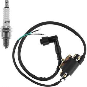Ignition Coil & Spark Plug Kit for 50-125cc ATV/Dirt Bikes Compatible with Coolster, Taotao DB10, Kazuma Meerkat, Roketa Baja, Apollo DB21 Chinese Quads & 4-Wheelers (Fits A7TC/B7TC Plugs)