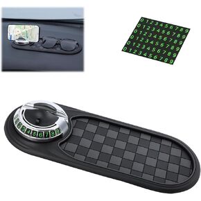 Multifunction Car Anti-Slip Mat Auto Phone Holder, Rotatable Anti Skid Car Dashboard Pad with Temporary Parking Numbe, Universal Car Anti-Slip Mat for Phones Sunglasses Keys Gadgets (Brown)
