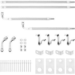 Dually Valve Stem Extenders Kit, Stainless Steel Braided Tire Valve Extension fits 16" to 19-1/2" Dual Wheel Valve Stem Extension for Most Cars Motorhome RVs Trailers Trucks, Easy Connecting