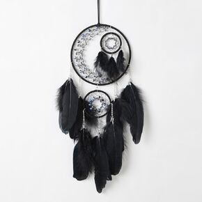 Pretty Jolly Fantasy Moon Dream Catchers Wall Decor Hang with Small Dream Catcher with Colorful Beads Handmade Red-Brown Feather Dreamcatchers Wall Hanging for Girls Bedroom Wedding Gift