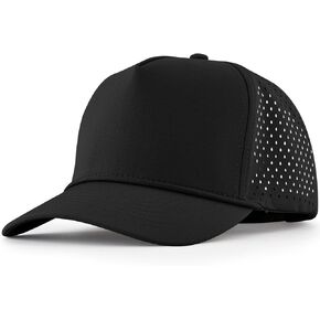 Stylish 5-Panel Rope Quick Dry Trucker Hat, Laser Cut Mesh Snapback Baseball Cap for Men Outdoor Sports