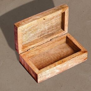 Handmade Wood Keepsake Box Jewellery Organiser Unique Gift Ideas for Men & Women Decorative Multipurpose Travel Storage Box (8 x 5 x 2.5 inch- Blue)