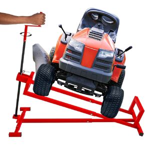 Lawn Mower Lift Jack, Lifting Platform 882 Lbs Capacity Telescopic Maintenance Jack with User Manual for Garden Tractors and Riding Lawn Mower with Manual Handle & Power Tool Extension Handle - Red