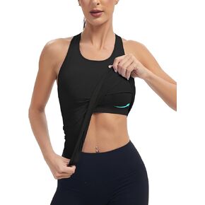 MathCat Seamless Women Workout Tank Tops with Built-in Bra, Padded Racerback Athletic Yoga Shirt