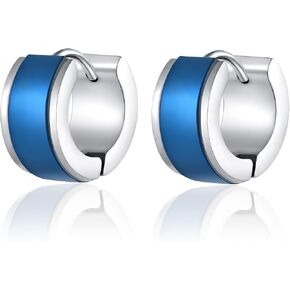 BIYONGDE Mens Womens Grooved Huggie Hinged Hoop Earrings, Stainless Steel, Silver Gold in Kuwait