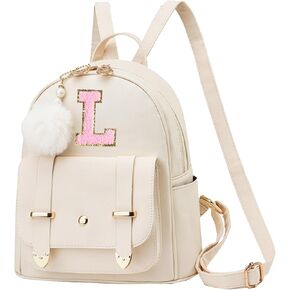 Initial Cute Mini Backpack Purse for Women Pompom Back pack Shoulder Bag (Letter A)