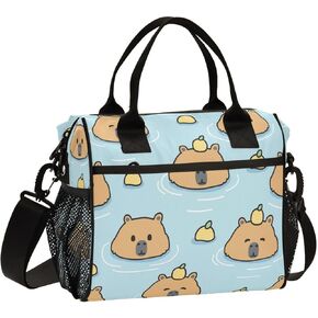 Boccsty Cute Capybara with Lemon Kids Reusable Lunch Box Boys Girls Insulated Lunch Bag Women Men Cooler Tote Bag Organizer Meal Prep for School Office Picnic M