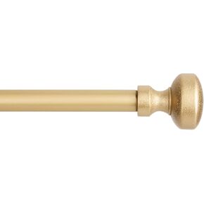 TOWN & COUNTRY EVERYDAY Modern Rounded Cap Single Indoor Curtain Rod and Finial Set, Easy Install Wall Mount, Matte Gold, Adjustable 36"-72"