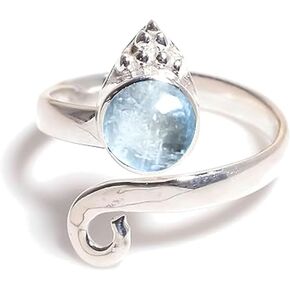 925 Sterling Silver Toe Ring – Handmade Adjustable Gemstone Midi Ring – Boho Gift Jewelry for Women