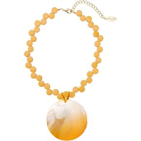 Bocar Wood Beaded Bubble Handmade Necklace Statement Shell Pendant Necklace for Women (NK-10783)