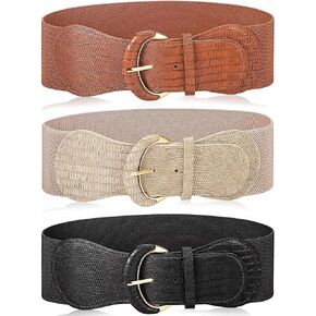 SATINIOR 3 Pieces Women Wide Elastic Belt for Dress Women Stretchy Cinch Leather Belt for Ladies Dress Decoration