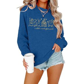 Fryaid Magic Kingdom Sweatshirts Women Funder Magical World Castle Shirt Holdy Holdy Sleeve Pullover Tops