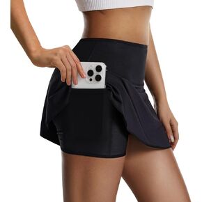 JBT Women Tennis Skirt with Sauna Sweat Shorts, Pockets & Tummy Control – Athletic Golf, Running & High Waisted Workout Skort