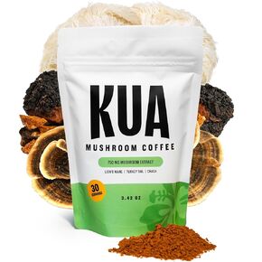 Organic Mushroom Coffee Focus and Gut Support with Immunity and Mood Booster Effects | Healthy and Organic Lion's Mane, Turkey Tail, Chaga Mushroom | 30 Servings of Instant Arabica Coffee