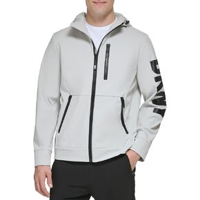 DKNY Mens Hooded Logo Softshell Jacket
