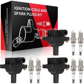 SCITOO Set of 3 ignition coils with 6 iridium Spark Plugs Replacement for Honda S2000 2.0L 2000-2003 Replace UF298