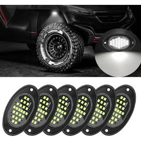 4-Pack Waterproof Rock Lights for Jeep & Trucks - Pure White COB LED Underglow Lighting Off-Road Pods for ATV/UTV, Trail Crawling & Night Driving