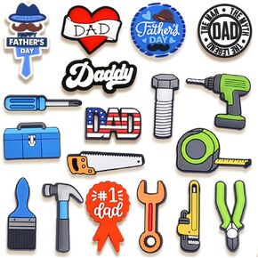 Dad Mom Shoe Charms, Father and Mother Charms for Shoes, Wristbands, Sandals, Bracelets, Bags, Gifts for Birthday, Holidays and Special Occasions