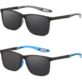 Missfive Premium Bifocal Reading Sunglasses Men Lightweight Wrap Around Design Sun Readers, UV Protection, Sports/Outdoor/Driving, 2.5x