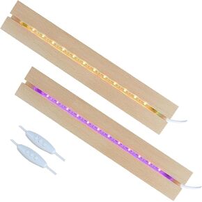 11.81 inch Rectangle Display Pedestal, Colorful Rectangle Led Lights Display Base, Crystal Wooden Lighted Base Stand for Acrylic, Crystal, Night Light, Glass Resin Art