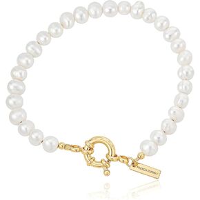 Majestic Pearls: 925 Sterling Silver with 18k Gold Freshwater Pearl Bracelet