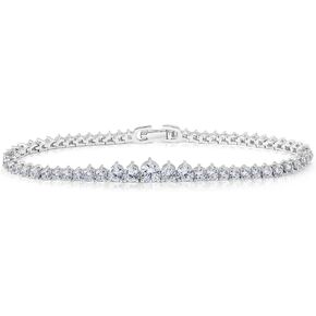 Kose 14K White Gold Plated 3.0mm Cubic Zirconia Crown shaped Tennis Bracelet For Women and Men|Size 6.5|6.75|7|7.25|7.5|8（QUEEN CROWN）