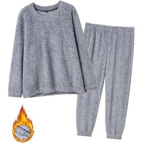 Mens Big and Tall Fleece Pajamas Set Pullover Pants Fluffy Plush Warm Loungewear Crewneck Sleepwear XL-9XL in Kuwait