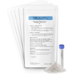 Cellufil® Collagen Particles for Advanced Wound Care – 100% Non-Hydrolyzed Bovine Collagen for Tissue Regeneration, First Aid & Minor Bleeding, Box of Five Vials