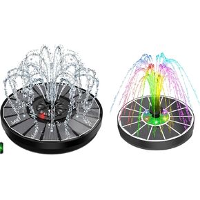 Solar Water Fountain Pump with Battery+ Solar Bird Bath Fountains Green Flower Colorful Lights