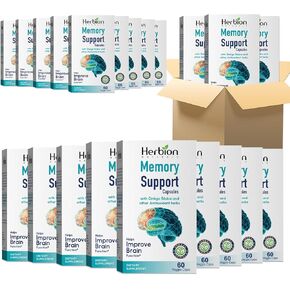 HERBION Naturals Memory Support Capsules – Helps Improve Brain Function & Absent Mindedness, Maintains Healthy Mood Levels with Ginkgo Biloba - for Adults, 60 Count (Pack of 1)