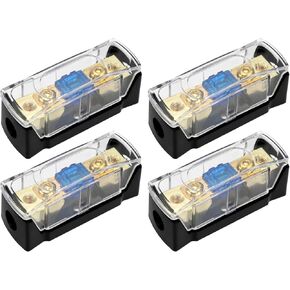 ECSiNG 4Pcs Car Mini ANL Fuse Holder Solid Power Fuse Holder Plug in Metal Fuse Holder with 60A Fuse for Motorhomes and Caravan Systems, Boat and Marine Applications