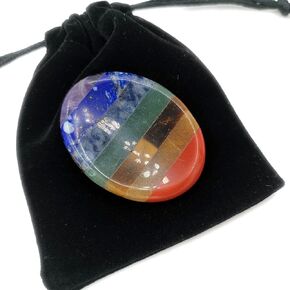 Thumb Worry Stone for Anxiety, 7 Chakra Crystals Healing Stones, Oval Chakra Worry Stone, Meditation Crystal