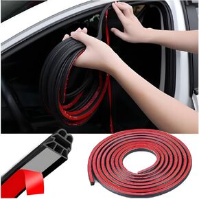 Mandark Car Door Seal Strip, Rubber Double Layer Vehicle Weather Stripping, 32.8ft 5 Hole Soundproof Self Adhesive Automotive Sealing Strip Accessories, Universal for SUV, Truck, RV (Black-1)