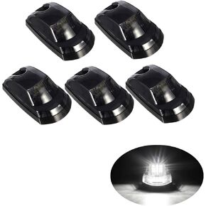 5PCS Smoke White 9 LED Cab Marker Top Roof Running Lights, Top Clearance Lights Direct Replacement, Compatible with Ford F250 F350 F450 F550 2017 2018 2019 2020 2021 Super Duty Pickup Trucks 264343BK